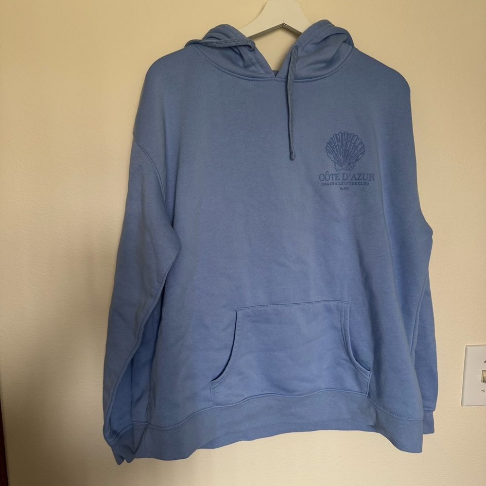 Primark Light Blue Cote D'Azur Shell Graphic Hoodie
